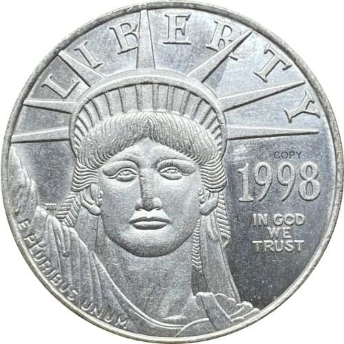 United States Of America 1998 W Year Statue of Liberty 50 Dollars Eagle Bullion Coinage Plated Silver Copy Commemorative Coins