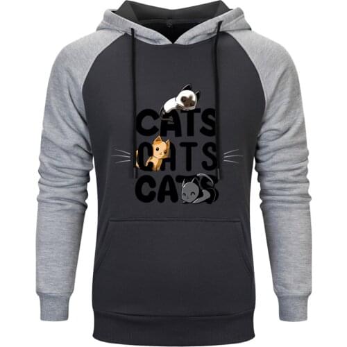 Cat Cartoon Raglan Hoody For Mens K-pop Harajuku Leisure Clothing Standard Tops Pullovers 2020 Retro Fashion Moletom Masculino