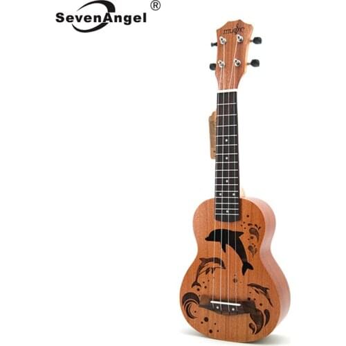 SevenAngel 21" 23 inch Ukulele 4 strings Hawaiian Guitar Lovely Dolphin Cartoon Patterns Ukelele For Kids Best Music Gift