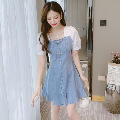 Vintage Vestidos De Mujer Casual Ete Denim Dress Sukienka Letnia Women Clothing Summer Clothes For Women Robe Femme A176