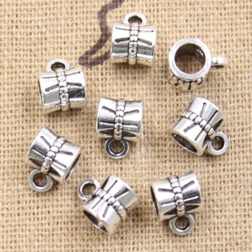 50pcs 10x7x7mm Necklace Bracelet Link 4.5mm Big Hole Bead Charm Fits Antique Silver Color Charm Bracelets Wholesale