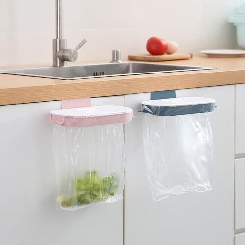 1pc Kitchen Cabinets Door Basket With Cover Hanging Trash CanWaste Bin Garbage Tool Storage Holders Space-Saving Trash Racks