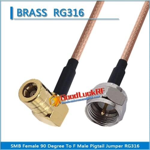1X Pcs High-quality SMB Female 90 Degree Right Angle to F Male Coaxial Type Pigtail Jumper RG316 Cable SMB to F TV