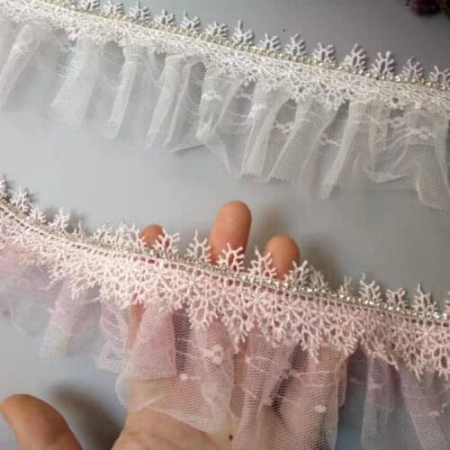 2 yards 2-layer 80mm Pleated Organza Fabric Lace Trim Ribbon Handmade DIY Wedding Dress Bridal Sewing Craft Decoration