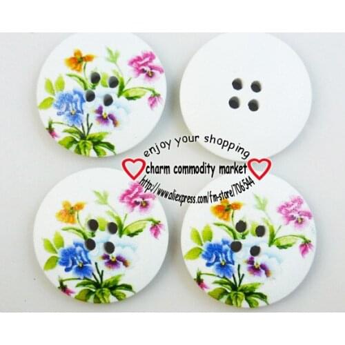 20PCS 30MM butterfly painting wooden buttons coat boots sewing clothes accessories MCB-233