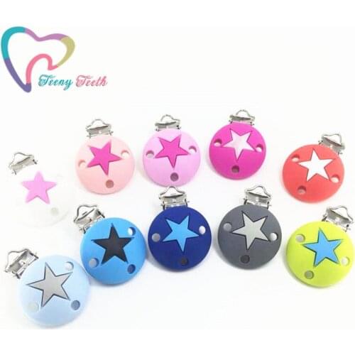 20 PCS Round Shape Silicone Star Clip Teething Pacifier Silicone Clips Infant Holder Clip Nursing Baby Nursing Pendants