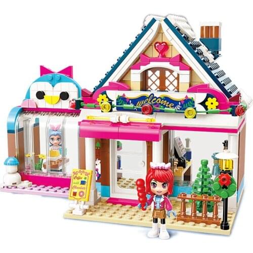 389PCS Enlightenment Building Blocks 2025 Warm Wooden House Restaurant Street View Shop Girl Assembling Toy Gift Princess House