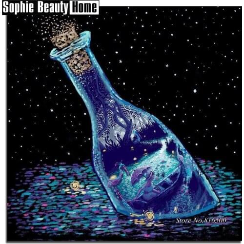 5D DIY Diamond Painting Girl&Boat In Drift Bottle Full Drill Mosaic Rhinestone Cross Stitch Kits Handmade Embroider Craft 188192