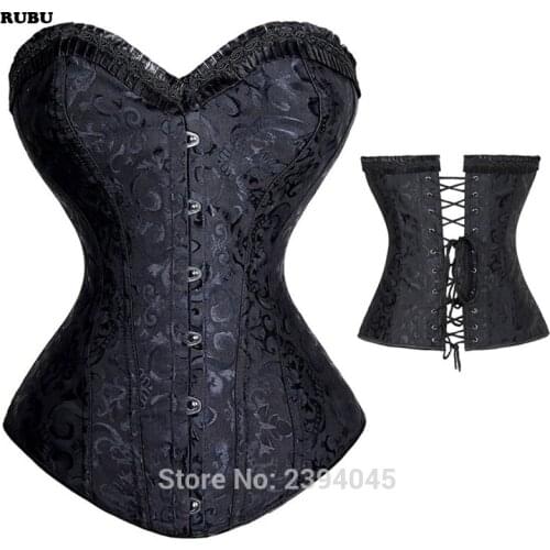 Promotion womens Sexy Lace up Dobby Steel Boned Overbust Gothic Bustier Waist Cincher Shaper Slimming corse Plus Size S-6XL