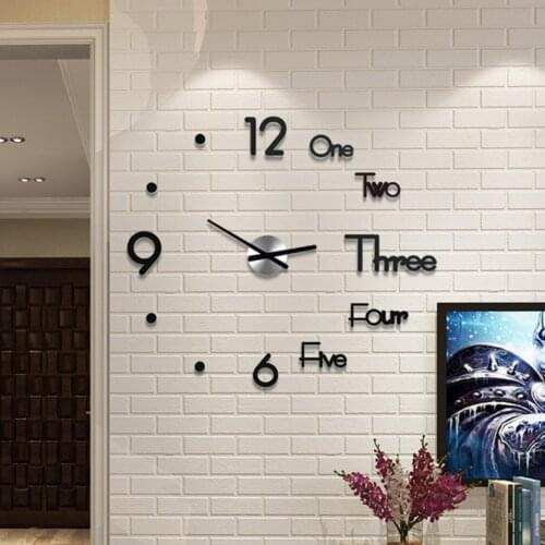 DIY Clock Acrylic Digital Wall Clocks Horloge 3d Mirror Stickers Home Decoration Living Room Silent Electronic Clock 19DEC13