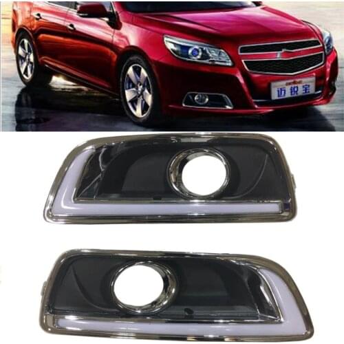Car Flashing 2Pcs LED DRL Daytime Running Light For Chevrolet Malibu 2011 2012 2013 2014 2015 with Fog Lamp hole Turning light