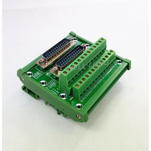D-SUB DB25 DIN Rail Mount Interface Module, Double Male Header Breakout Board, Terminal Block, Connector