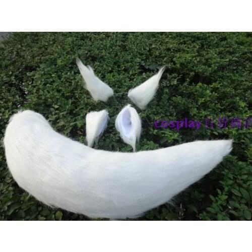 Long White Plush Tail Fox Demon Cosplay Stage Show Props