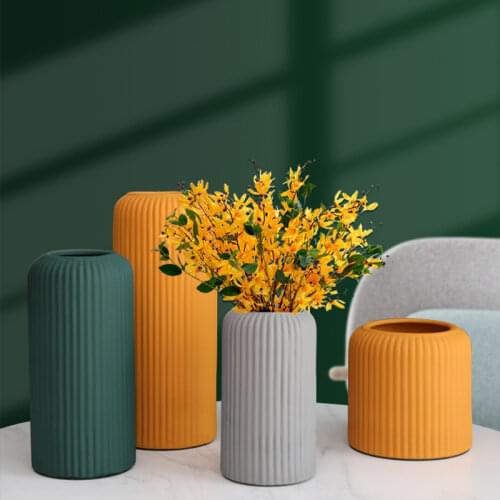 Home Nordic style Roman column color fog texture dry flower vase home tabletop flower arrangement ceramic ornaments home decore