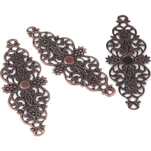 DoreenBeads Fashion Iron Based Alloy Filigree Stamping Connectors Irregular Gold Antique Copper Color Charms 62mm x 24mm, 50 PCs
