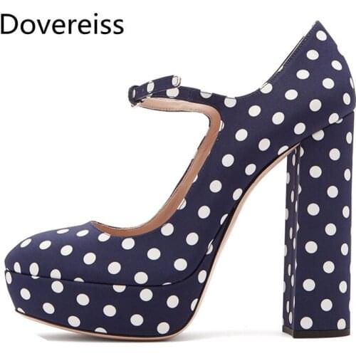 Dovereiss Fashion Womens Shoes summer new Elegant Pointed to Pumps Buckle Waterproof sexy Office lady Buckle Party shoes 46