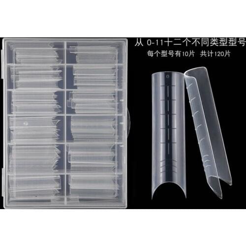 Dual Forms -(Square Shapes)/ Gel Nail Mold Acrylic Nail Dual System Forms 120Pcs C Curve Nail Form 12 Sizes with Scale(U Shape)