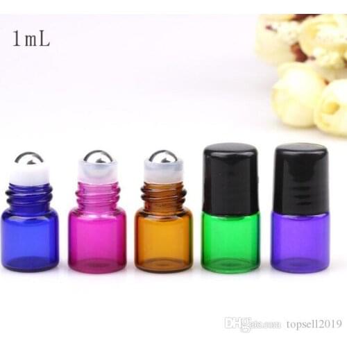 Essence 1 ml (1/4 Dram) Purple Glass Micro Mini Roll-on Glass Bottles with Metal Roller Balls - Refillable Aromatherapy Oil