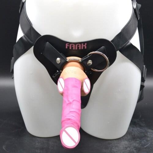 Strap on Dildos Anal Pseudopenis Crystal Toy Gay Penis Belt Crystal Massage False Dildos Lesbian Wearing Leather Pants for Adult