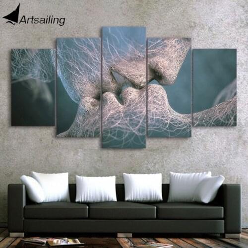 HD Printed poster 5 piece canvas art abstract love kissing painting decor wall art decoration for living room ArtSailing ny-858