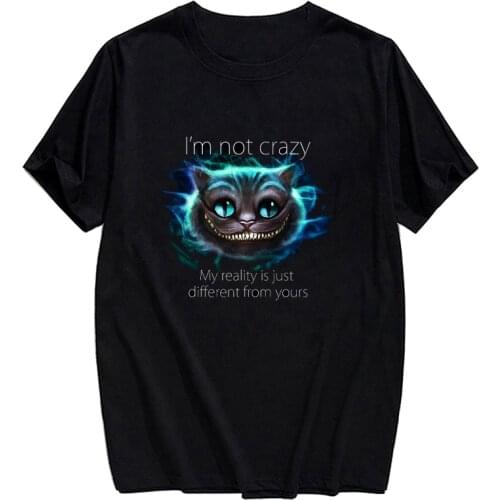 CLOOCL Cotton T-Shirts Cheshire Cat Casual Short Sleeve Tee Men Woman Fashion Streetwear Harajuku Style Cotton Top Drop Shipping