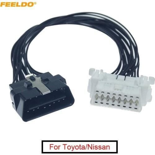 FEELDO 5Pcs 16-Pin OBD2 Male To Female Cord Extension Cable Adapter Connector For Nissan
