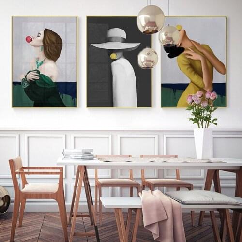 Bubble Chewing Gum Ladies Canvas Paintings Posters and Prints Wall Art Picture for Living Room Home Decoration