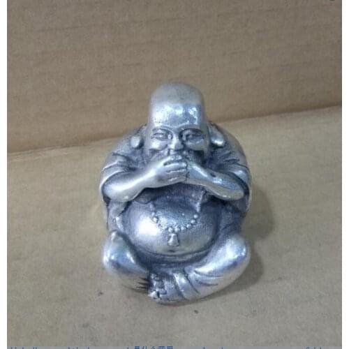 Collection of Tibetan pure white copper Maitreya Buddha ornaments 5.5CM high for free shipping