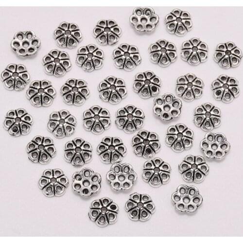 100pcs/Lot 6mm Bead Caps For Jewelry Bead Caps End Receptacle Hollow Out Flower Torus DIY Spaced Apart Jewelry Making