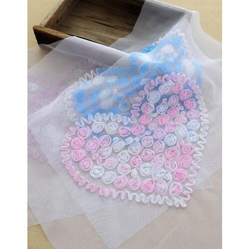 2pcs Heart Purple Pink Blue Applique Lace Flowers DIY Wedding Dress Headdress Stage Performance Accessories Lace Patch 25X30cm