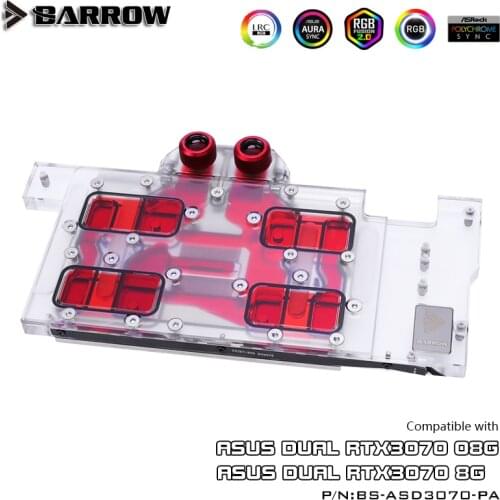 BARROW Full coverage Water Cooling Block use for ASUS DUAL RTX 3070 O8G Aurora GPU Card Support Original Backplate 5V 3PIN A-RGB