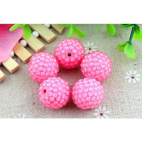Kwoi vita New Mint Hotpink Clear Resin Rhinestone Ball beads Wholesales AAA Quality 20mm Chunky 100pcs/lotfor Kids Jewelry