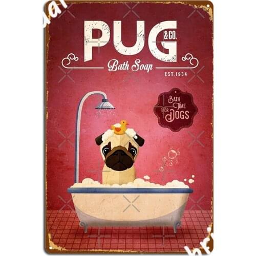 Pug Dog Minimalist Poster Metal Plaque Poster Plaques Home Decoration Cinema Garage Tin Sign Poster