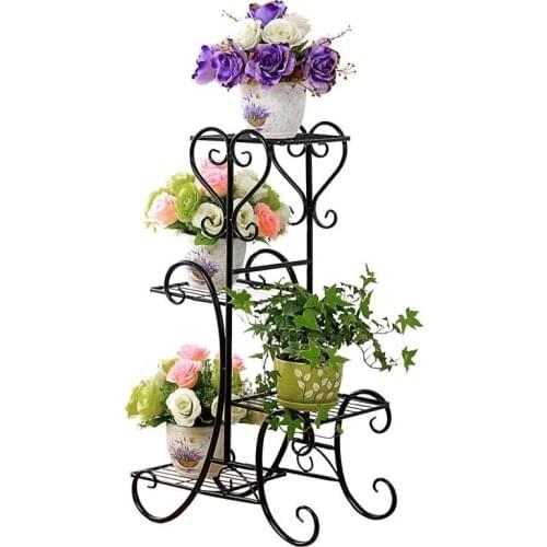 Wrought Iron Multilayer Flower Other Solid Wood Flowerpot Wearing Sitting Room Balcony Indoor Floor Type Multifunctional Showy S