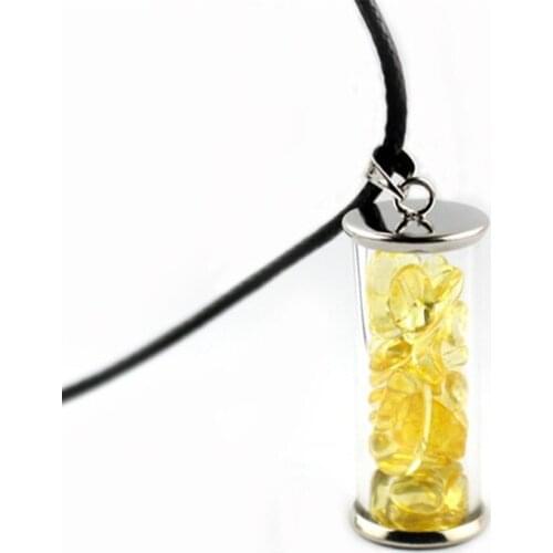 Fashion Leather Chain Natural Stone Necklaces Men Gifts Lucky Bottles with Stones Pendants Necklace For Women Yoga Jewelry