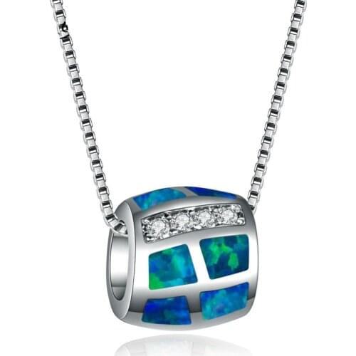 Fashion Blue Fire Opal Choker Statement Necklaces Geometric Rum Casks Chain Pendant Necklace Women Boho Charm Jewelry