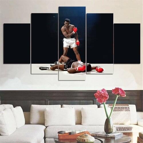 5 Pcs Muhammad Ali Boxing KO Modular Paintings HD Print Posters Canvas Wall Art Pictures For Living Room Bedroom Home Decor