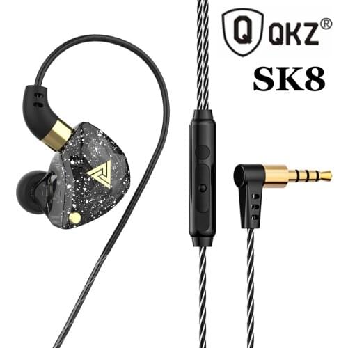 QKZ SK8 Copper Driver Earphone HiFi Stereo Musician 3.5mm Wired Headphones with Microphone Headset Gamer Sport Bass Earbuds fone