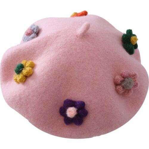 Autumn And Winter Childrens Beret Girls All-match Solid Color Painter Hat (3600) Beige