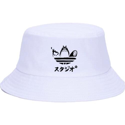 Cartoon Totoro Spirited Away Bucket Hat Summer No Face Faceless cap Panama Cotton Double Layer Fabric Sunscreen Hats