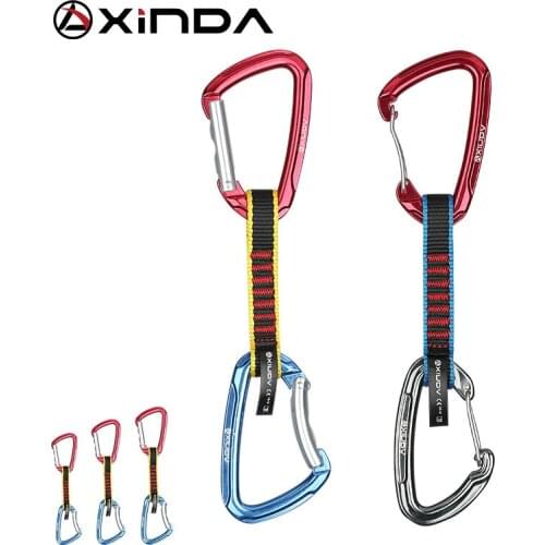 Professional 22KN Safety Lock Extenders Carabiner Climbing Rock Quickdraw Sling Mountaineer Outdoor Protect Gear