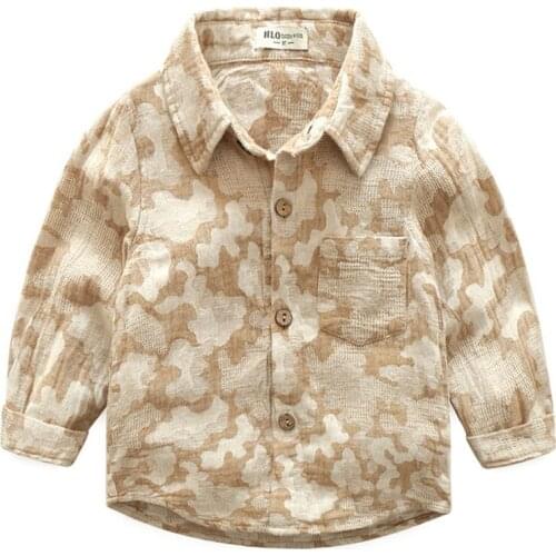 2017 New Arrival Children Shirts Spring Autumn Handsome Kid Boys Camouflage Cotton Breathable Double Long Sleeved Top Shirts