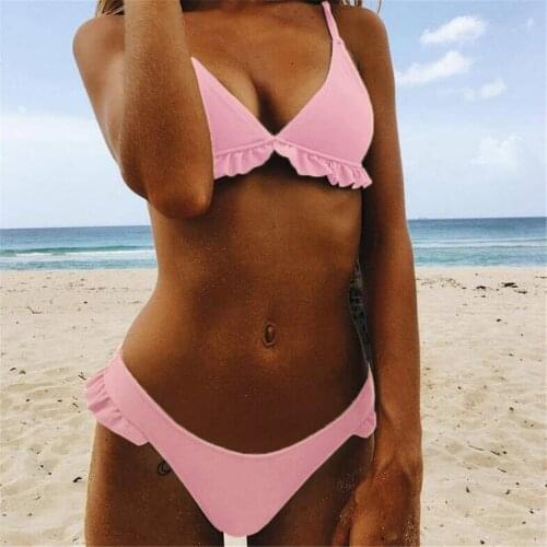 Sexy High Cut Bikini Set Women Solid Swimwear Micro Thong Swimsuit Bathing Suit Brazilian Bikinis Summer Beachwear Biquini
