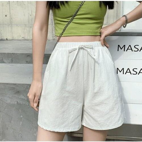 Summer Loose Cotton and Linen Large Size Student Sports Leisure Shorts Women Wide-leg Pants Free Shipping