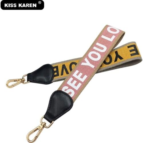 KISS KAREN Pink/Yellow Replacement Wristlet Straps Fashion Bag Strap Cotton Clutches Straps Shoulder Bag Accessories