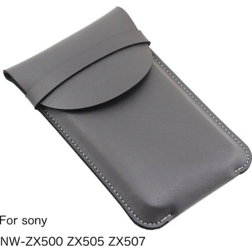 Multi-use phone Universal holster Lidded Straight leather case retro simple pouch for SONY NW-ZX500 ZX505 ZX507