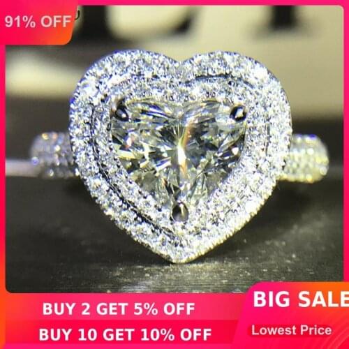 Choucong Genuine 925 sterling Silver Heart Shape Promise Ring AAAAA cz Engagement Wedding Band Rings For Women Bridal Jewelry
