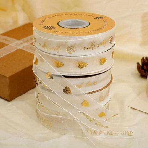 1 Roll Wrapping Ribbon Exquisite Flower Heart Print Gift Wrapping Ribbon Multi-purpose DIY Decorative Ribbon Roll for Crafts