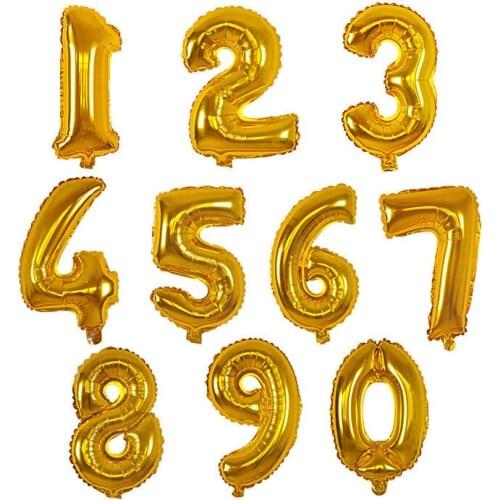1 PCS Gold Silver Red Number 16/32inch Aluminium Foil Balloons Number Balloon For Baby Shower Happy Birthday Party Wedding Decor