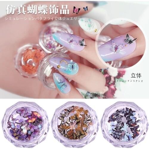 1pc/set Manicure Ornament Nail Decoration Rhinestone Japanese Nature Beauty Flat Bottom DIY Simulation Butterfly Tie T1664